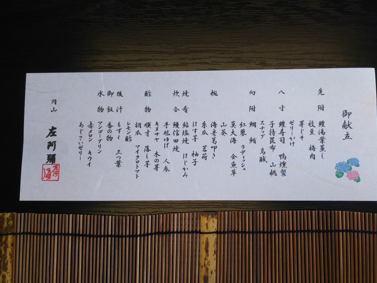 左阿彌のおしながき